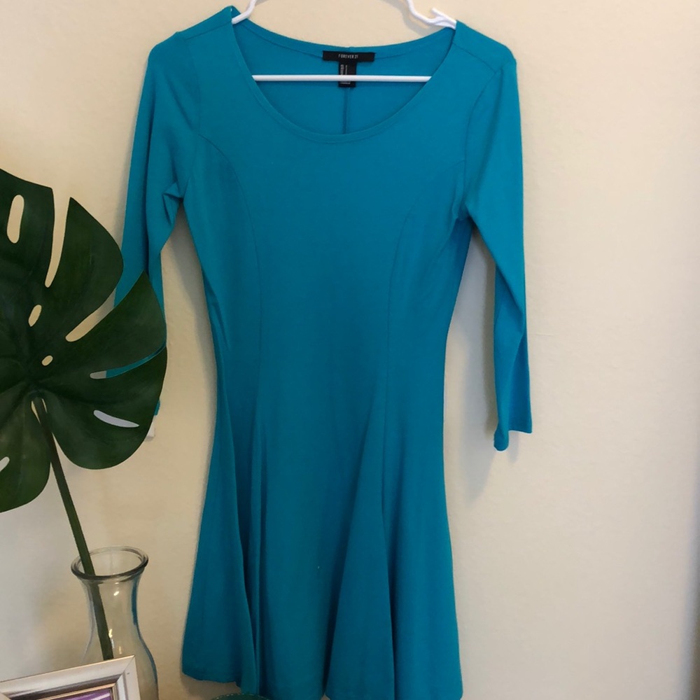 Forever 21 Teal 3/4 Sleeve Dress